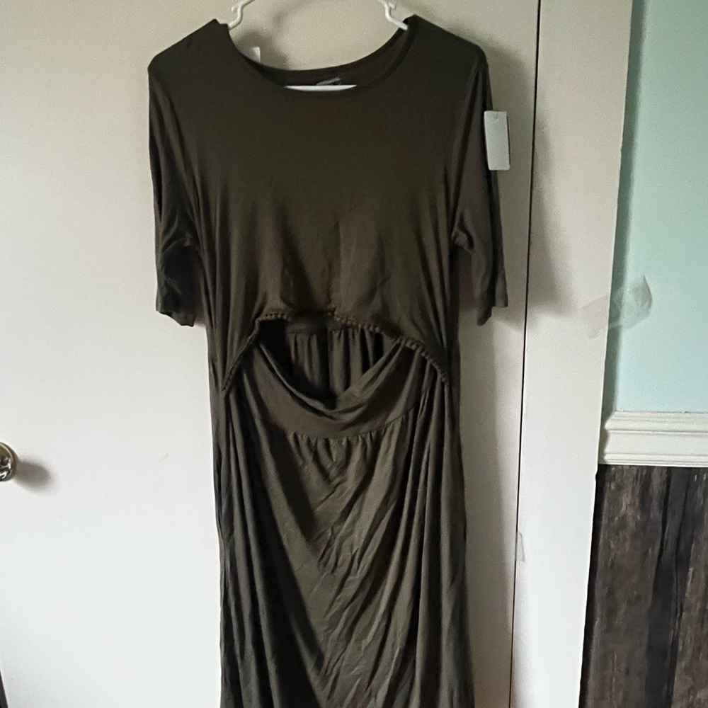 Elegant Olive Green Women's Dress maternity/nursing  nwt medium